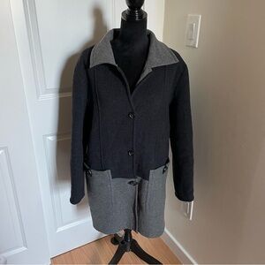 Claude Havrey Two Tone Gray Color Block Heavyweight Top Coat EUC Size M